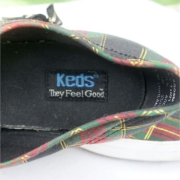 Vintage 90s Keds Red Green Christmas Plaid Sneakers - Picture 10 of 11